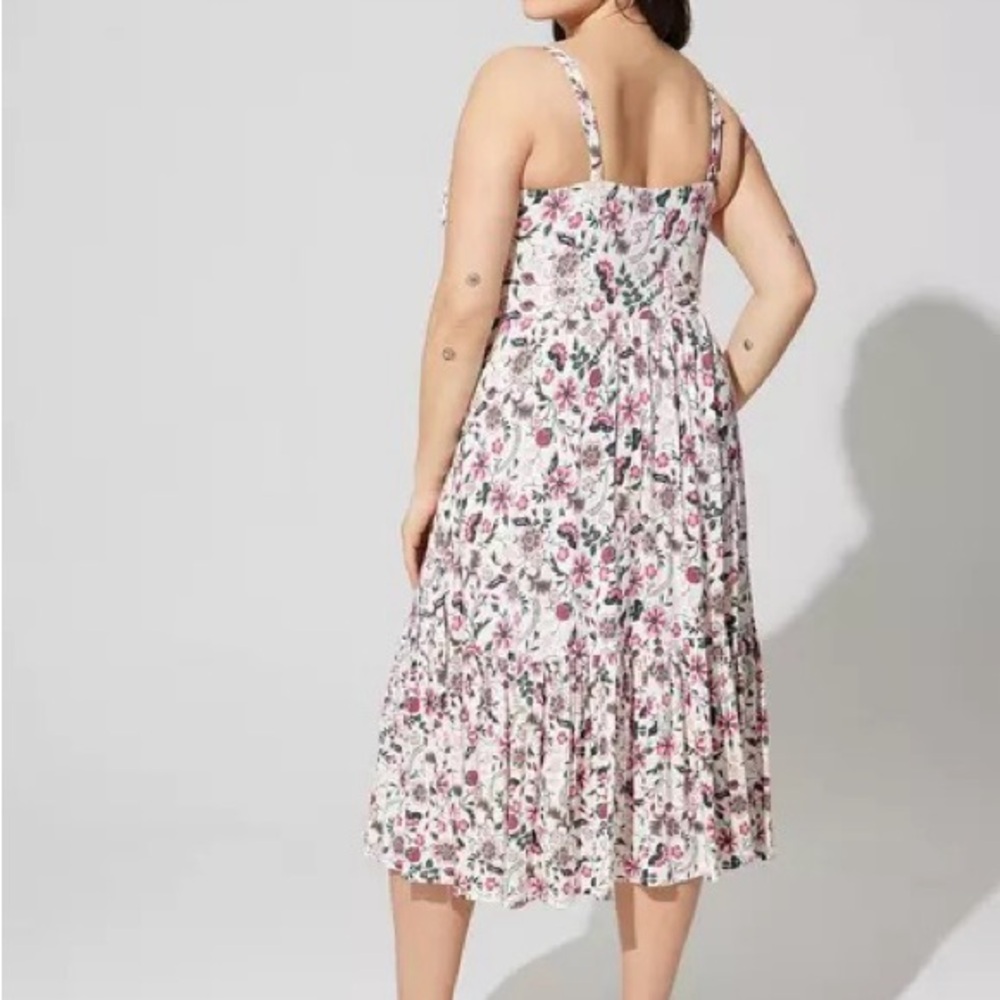 NWT Torrid Supersoft Floral Ivory Tie Front Midi Dress -Torrid Size 3 (22-24,3X) - Picture 4 of 16